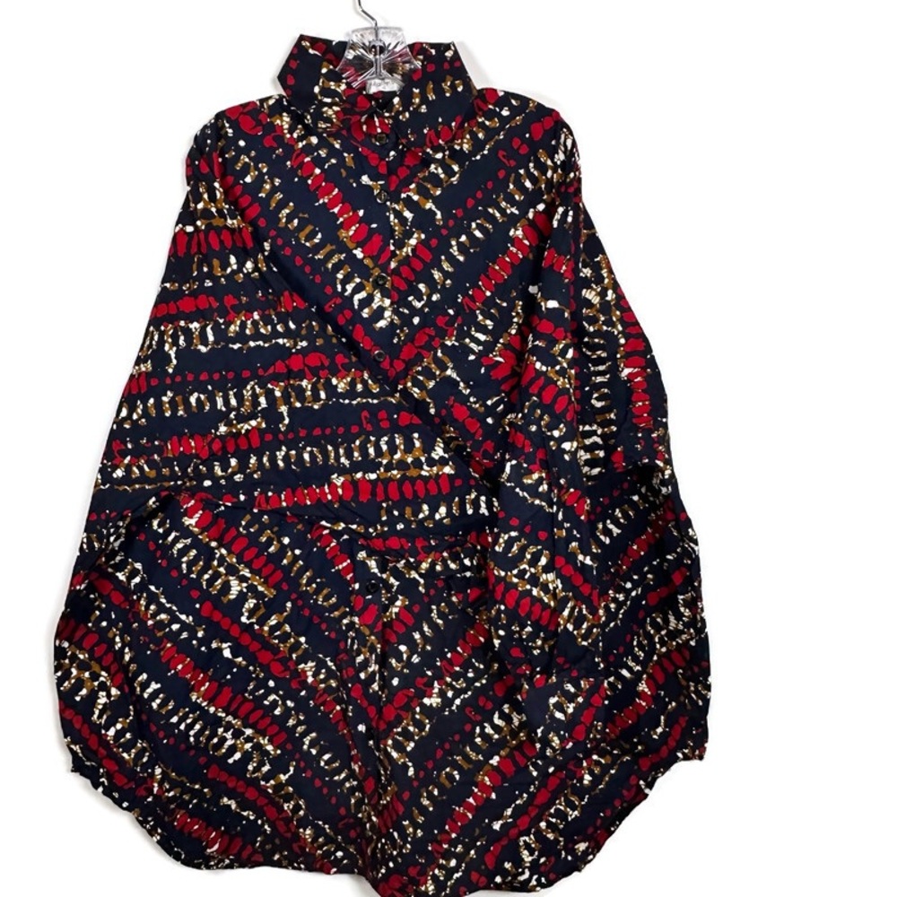 Grass-fields Womens Tunic Kaftan African Print Shirt Dress Oversized Size 18 - Picture 2 of 16